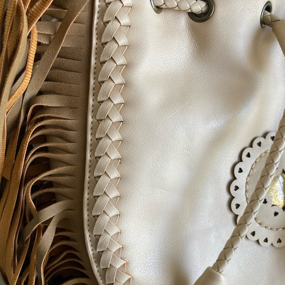 VENUS Beige and Brown Fringe Shoulder Bag - Picture 4 of 10